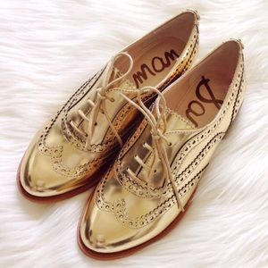 Sam Edelman gold metallic oxfords